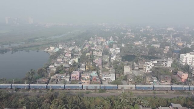 Aerial view shot of Howrah city