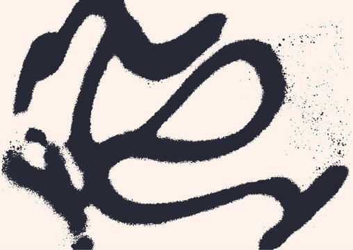 Ink brushstroke, abstract texture. Modern art, grunge style background, irregular flowing scribble brush stroke. Aerosol paint spray, dynamic expressive line, graffiti effect. Flat vector illustration