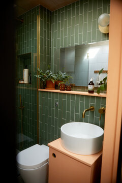 Clean modern interior of domestic bathroom