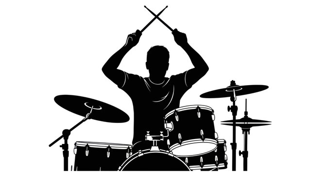 Drummer Silhouette Playing Drums