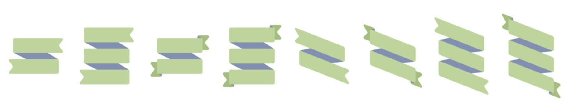 Decorative ribbons set. Bold and chubby rounded pump ribbons.