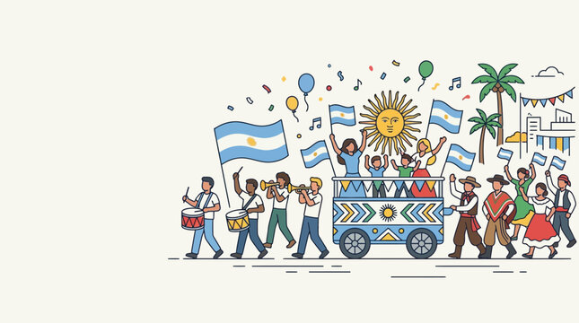 Argentina Independence Day Parade Celebration Illustration.