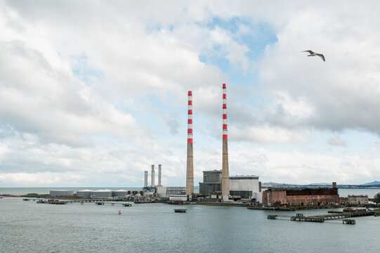 The Poolbeg Chimneys in Dublin, Ireland