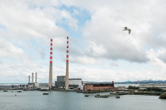 The Poolbeg Chimneys in Dublin, Ireland