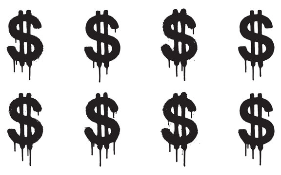 Black Dollar Sign Stencil Set, Urban Graffiti Currency Drip Pattern