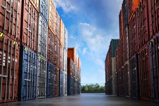 Stack of shipping containers for storage against the sky