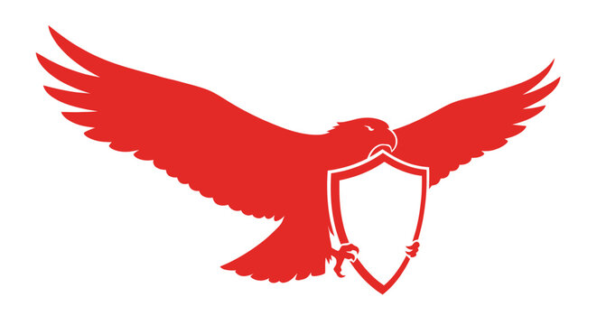 Red Hawk Shield Emblem - Symbol of Protection, Strength, and Vigilance