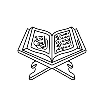Open quran book on a stand with arabic script Vector, illustration