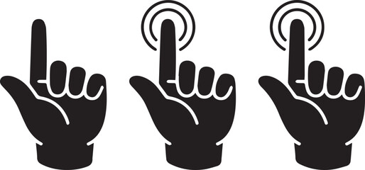 Fototapeta premium Three black hand icons with one finger pointing up Vector