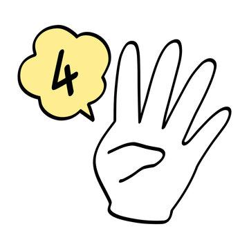 手描きの指差し数字　4