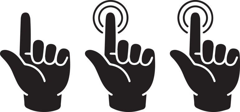 Three black hand icons with one finger pointing up Vector