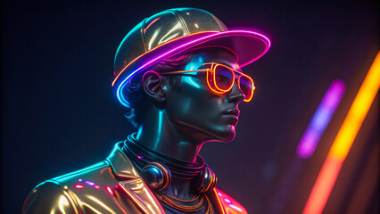Naklejka premium Futuristic Neon Man