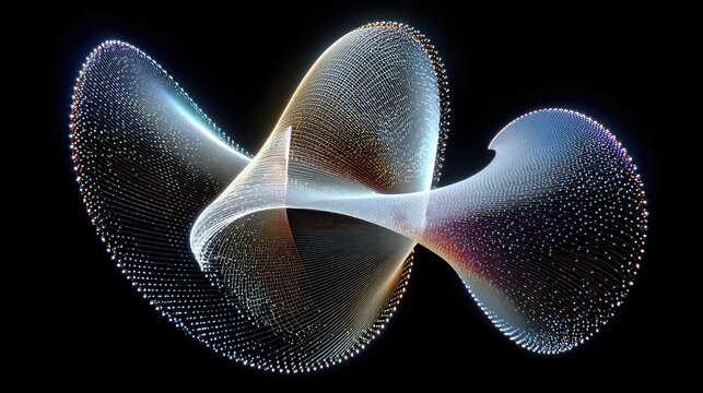 3D Cosine Wave Abstract Shape in Dark Space with Glowing Light Effects
