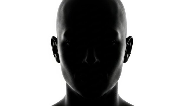 Silhouette of a Bald Man's Face Against a Bright White Background - A Striking and Minimalist Portrait