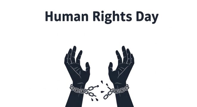 Human rights day, freedom concept, breaking chains