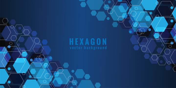 Abstract dark blue background with blue hexagonal shapes
