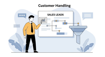 Obraz premium Sales Lead Management Funnel Strategy and Customer Handling Concept