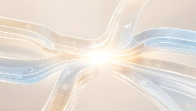 Abstract visualization of optimized business process mapping and service design. Flowing, interconnected pathways