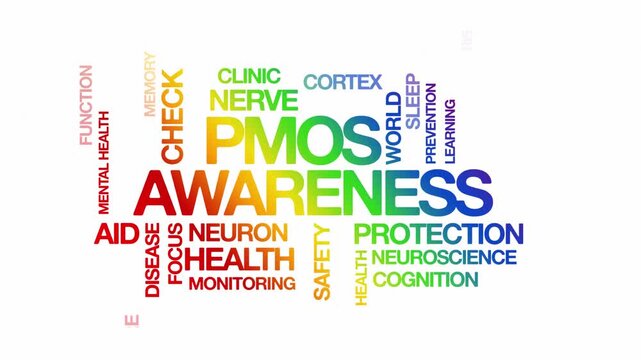 PMOS awareness Polyendocrine Metabolic Ovarian Syndrome awareness concept Animated Tag Word Cloud kinetic typography, Text Design Animation typography seamless loop video motion graphics rainbow type