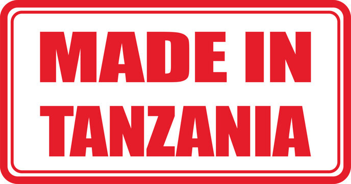 Rubber stamp with Made in Tanzania text on document