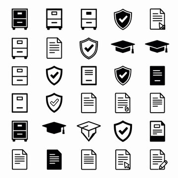 Minimalist Black and White Icon Set for Modern Graphic Design Projects