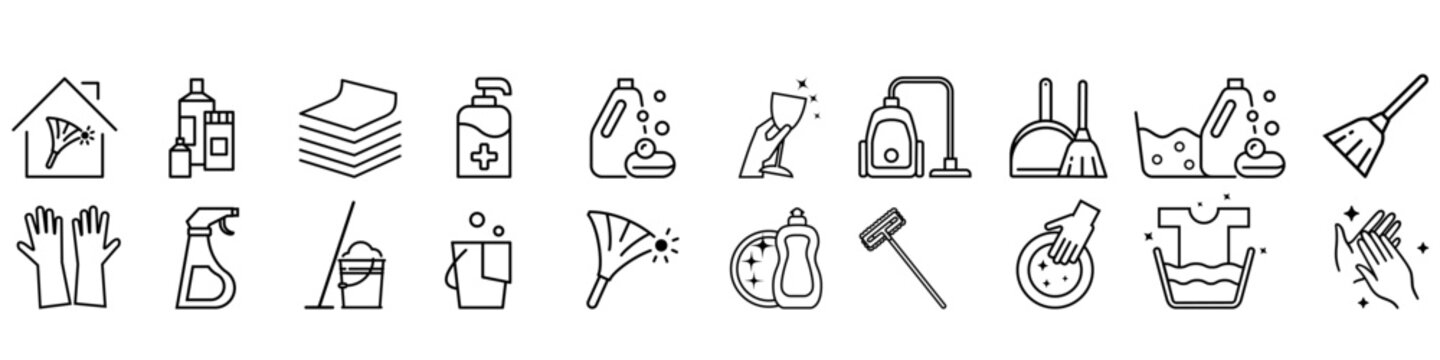 Cleaning icon vector set. Purity illustration symbol collection. Housekeeping illustration sign or logo.