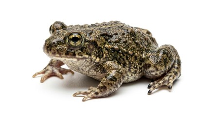 Obraz premium Warty Brown Toad Resting on White Studio Background