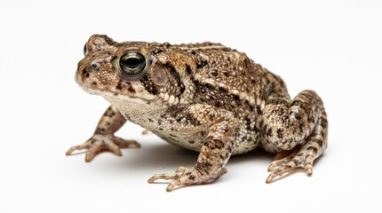 Obraz premium Spotted Brown Toad Resting on White Studio Background