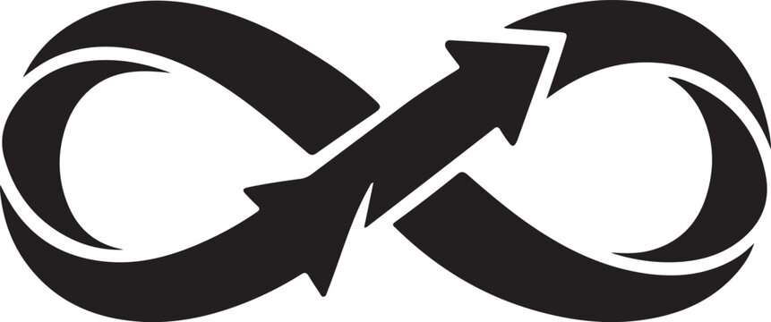 silhouette of arrows forming infinity recycle