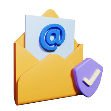 3d email protection icon illustration
