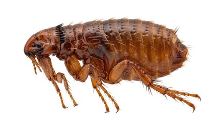 Fototapeta premium Brown Flea Insect Isolated on White Background in Macro View