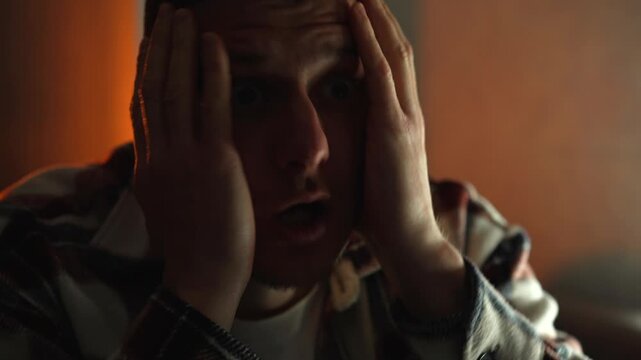 A look of surprise and shock on a person's face.
A surprised look from a surprise.