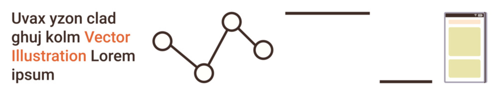 Data visualization, technology interface, process flow, business presentation, network analytics, web design. Geometric diagram with connected dots and smartphone layout. Data visualization