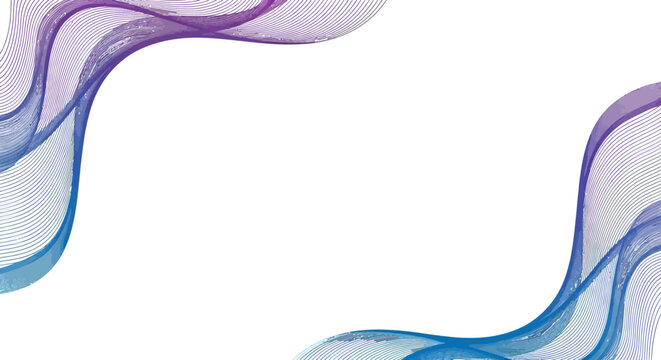 Abstract purple and blue wave border on white background.