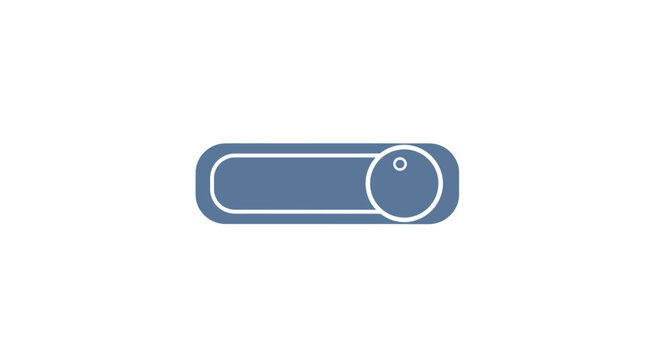 Minimalistic On-Off Switch Depiction in Blue and White Against a Clean White Background
