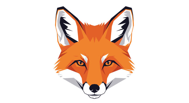 A stylized geometric illustration of a fox head against a pristine white background