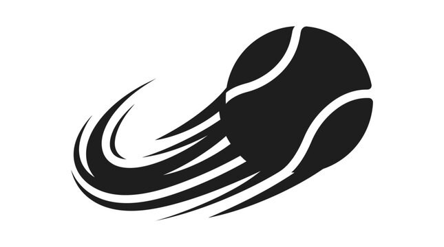 tennis ball silhouette with swoosh design on white background