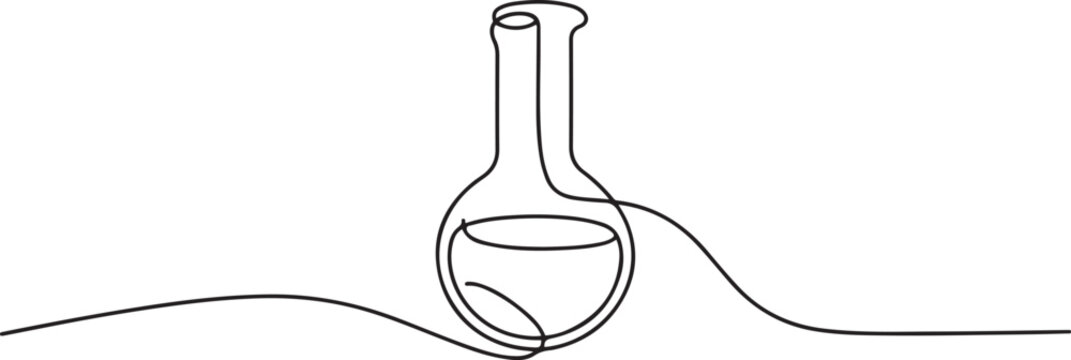 Continuous one line drawing of laboratory test tube. laboratory equipment line art vector illustration. Research and science concept.one line Art icon drawing vector
