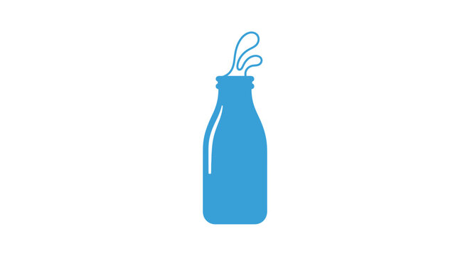 A minimalist and modern vector illustration depicting an exploding milk bottle design