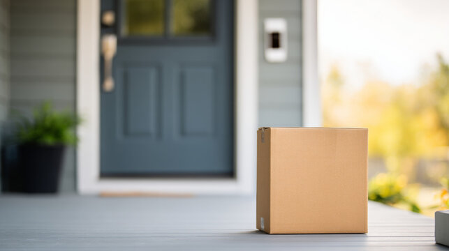Cardboard package on front porch