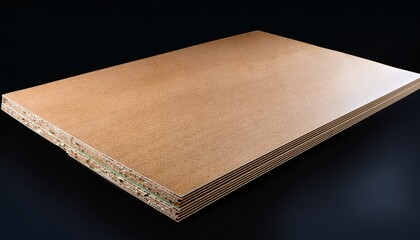Fototapeta premium Mdf Board With Black Background Medium Density Fiberboard Mdf Mdf Board Is A Material That Has Good Thermal And Moisture Resistance