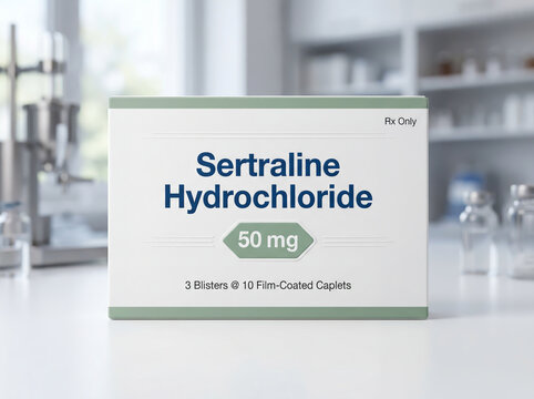 Sertraline hydrochloride medication box for mental health treatment