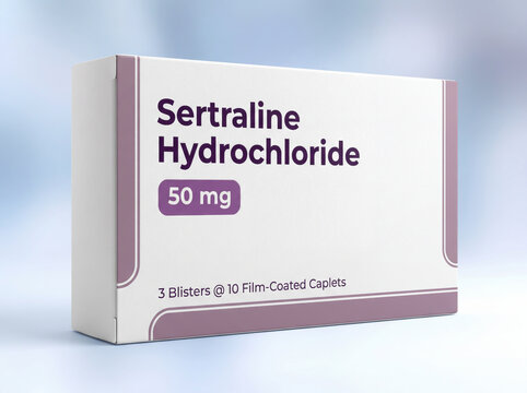 Sertraline Hydrochloride Antidepressant Medication Box for Mental Health