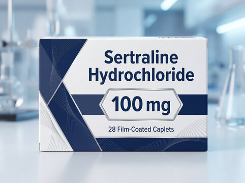 Sertraline hydrochloride medication box for mental health treatment