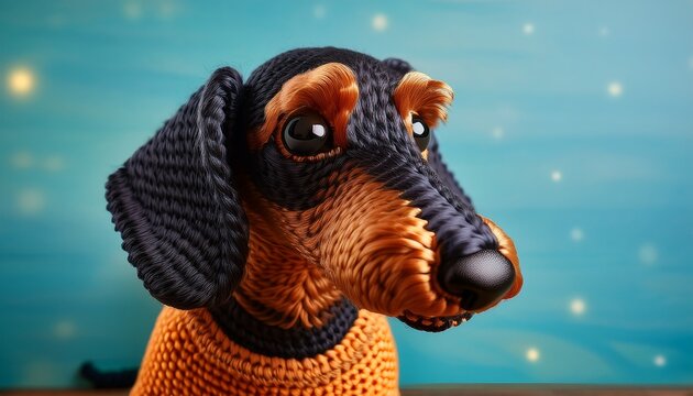 Playful Weekend Start N Happy Friday Crochet Dachshund Portrait