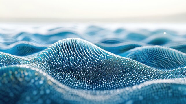 Abstract, textured, blue, wavy, digital landscape