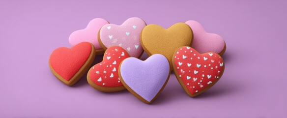 Obraz premium the vibrant selection of delightful heart-shaped cookies for joyful festive celebrations