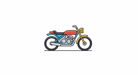 Obraz premium Cartoon-style motorcycle illustration on a white background representing speed and adventure