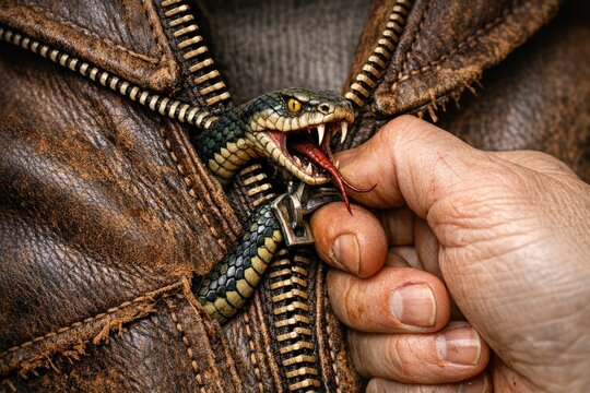 A person holds a snake securely in a zipper bag, a safe and controlled environment