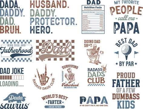 Father's day t shirt design Bundle, dad t shirt design set. Fathers day quotes t-shirt design. father's day typography t shirt design. Dad Typography Vector Design, Fathers T shirt Design.